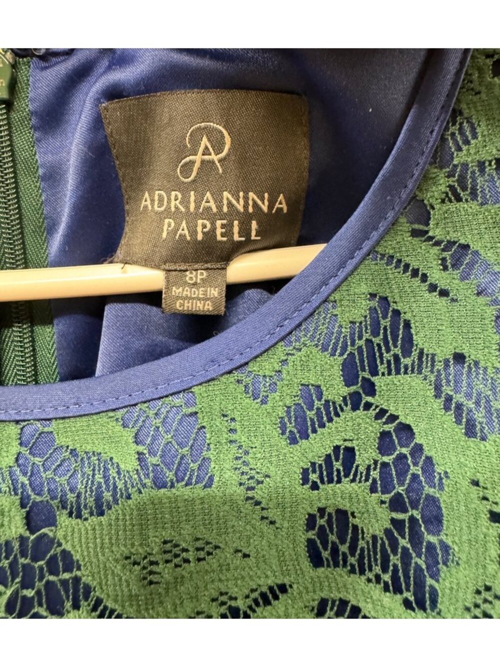 Adrianna Papell Sleeveless Green & Blue Lace Fit & Flare Dress Size M - Picture 6 of 6